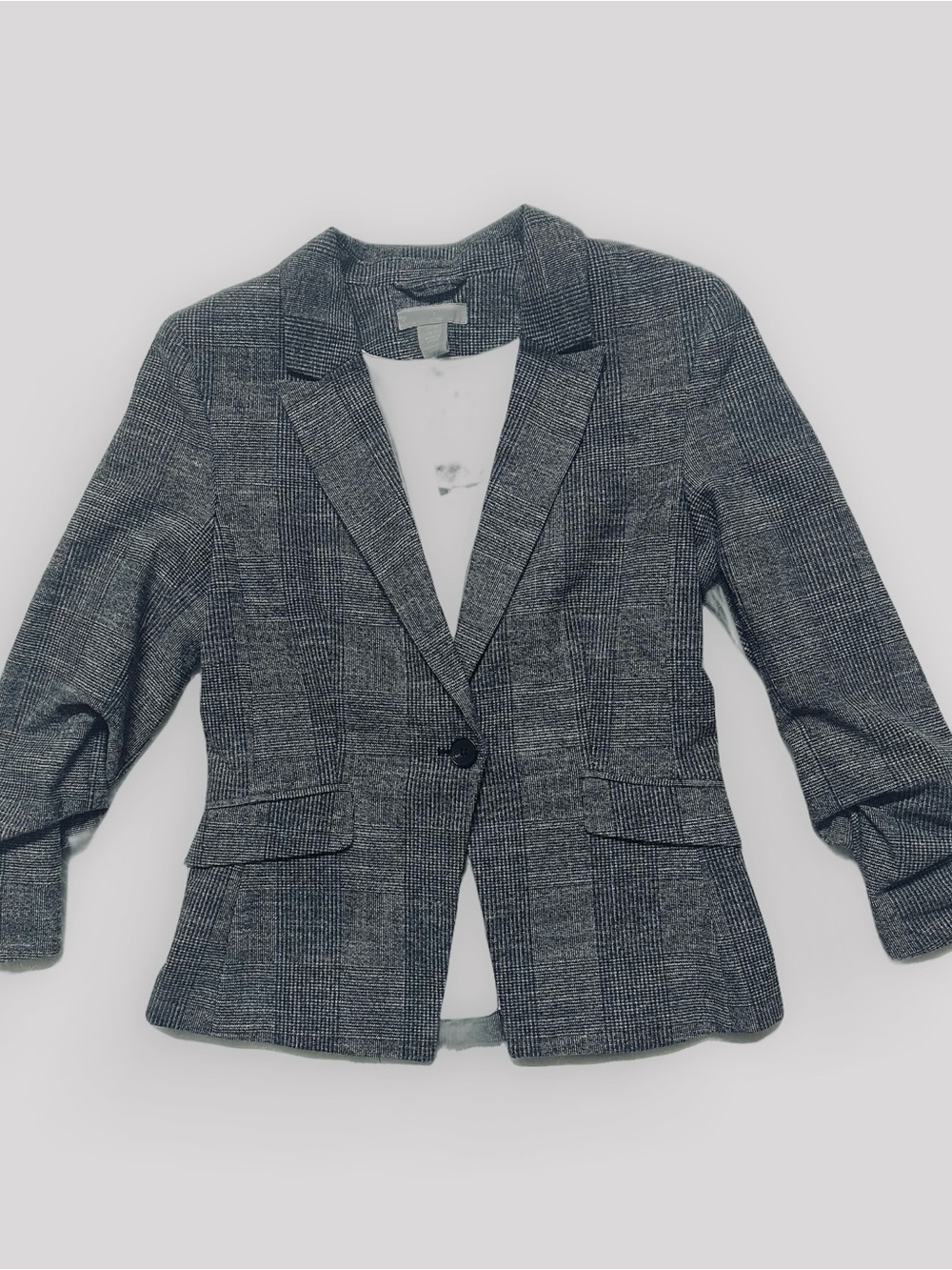 H&M Grey Glen Plaid Tailored Blazer